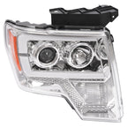 Projector Headlight Assembly Fit Ford F150 F-150 2009-2014 Chrome DRL LED Tube