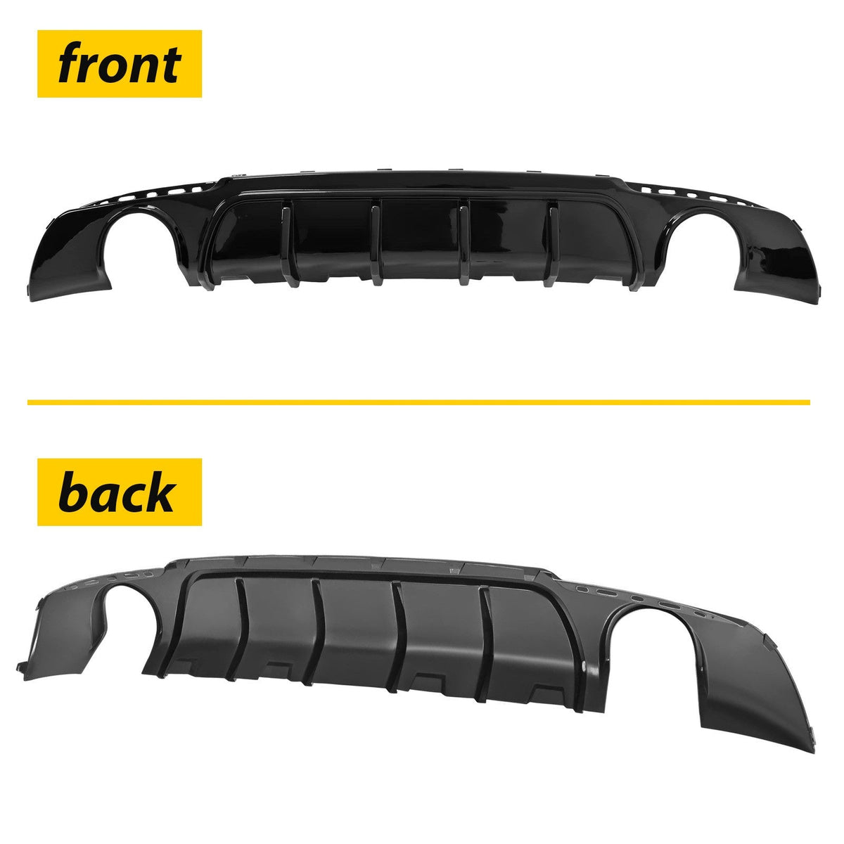 Rear Bumper Diffuser Valance Shark Fins Gloss Black Fits CHRYSLER 300 2015-2023
