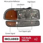 Chrome Headlights+Bumper Lamp Smoke Lens For GMC Sierra 1500 Yukon XL 1999-2007