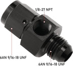6AN Male to 6AN Female Fitting With 1/8NPT Gauge Port Hose Adapter Fuel Pressure