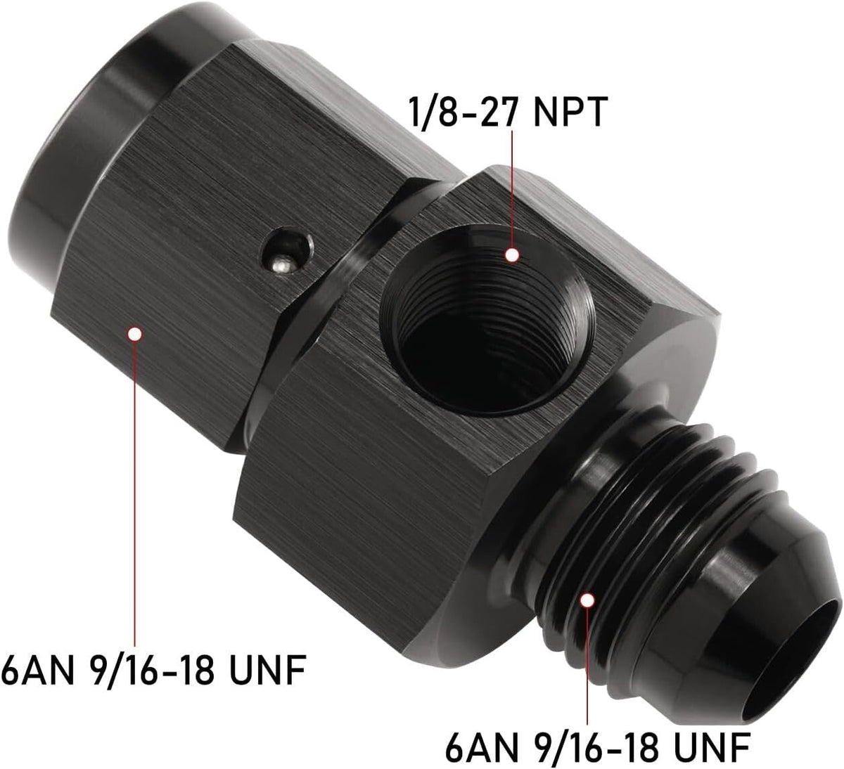 6AN Male to 6AN Female Fitting With 1/8NPT Gauge Port Hose Adapter Fuel Pressure