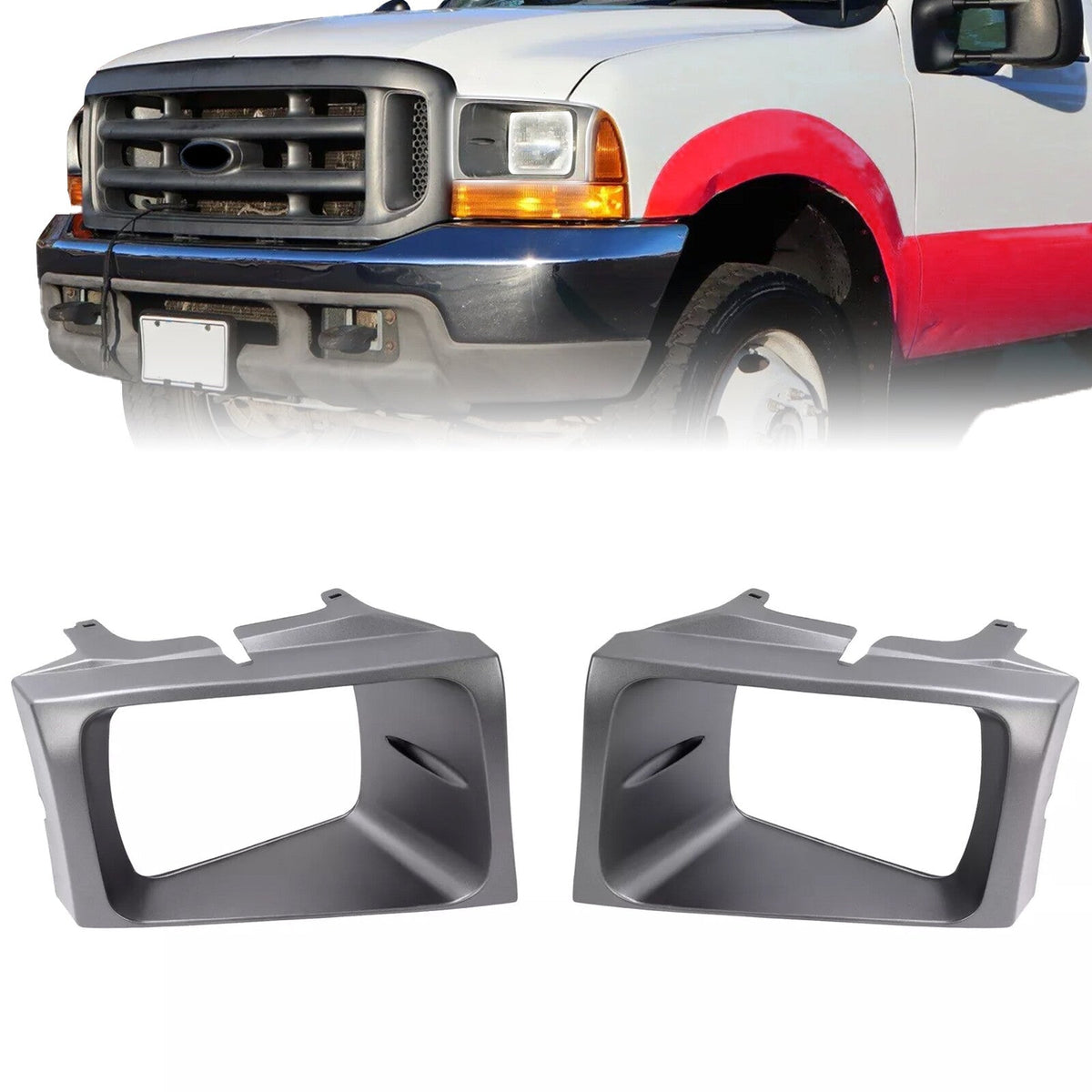 2PCS Headlight Door Set Bezel For Ford Super Duty F250 F350 F450 F550 1999-2004