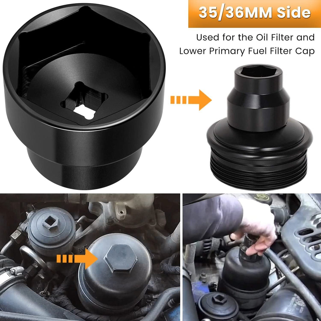 Oil Filter Socket 24mm / 36mm for 2003-2010 Ford 6.0L / 6.4L Powerstroke Diesel