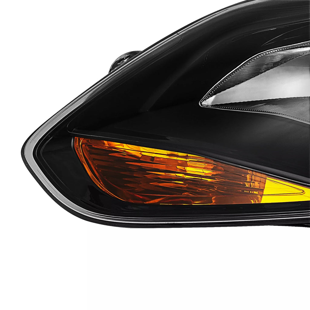 Black Left Driver Side Headlights Clear Lens Halogen Fits Ford Focus 2012-2014