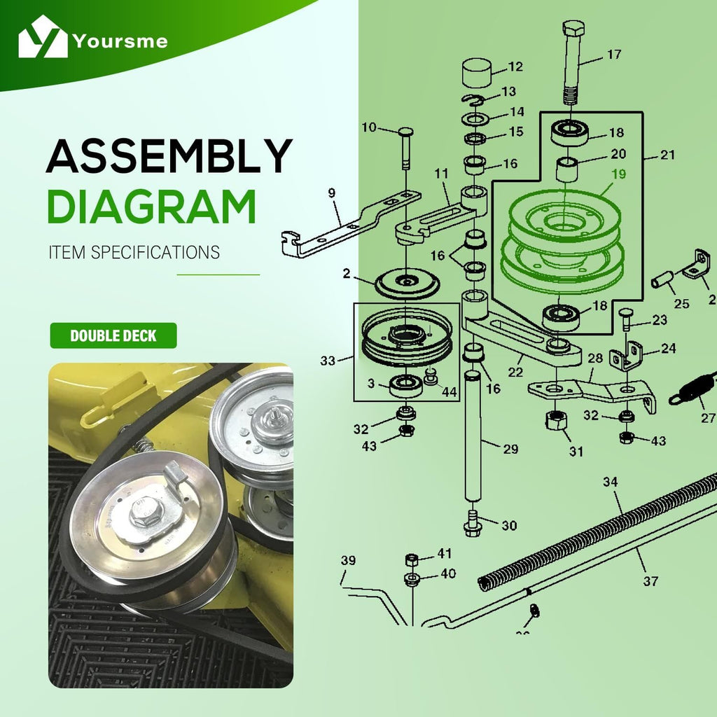 For John Deere AM133924 Double Deck Tightener Pulley GX255 GX325 GX345 GX355