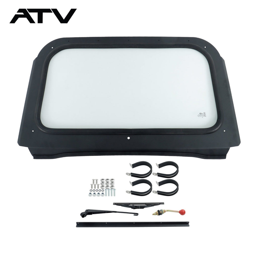 Black Full Glass Windshield w/ Wiper For 2008-2014 Polaris RZR 570, 800, XP 900