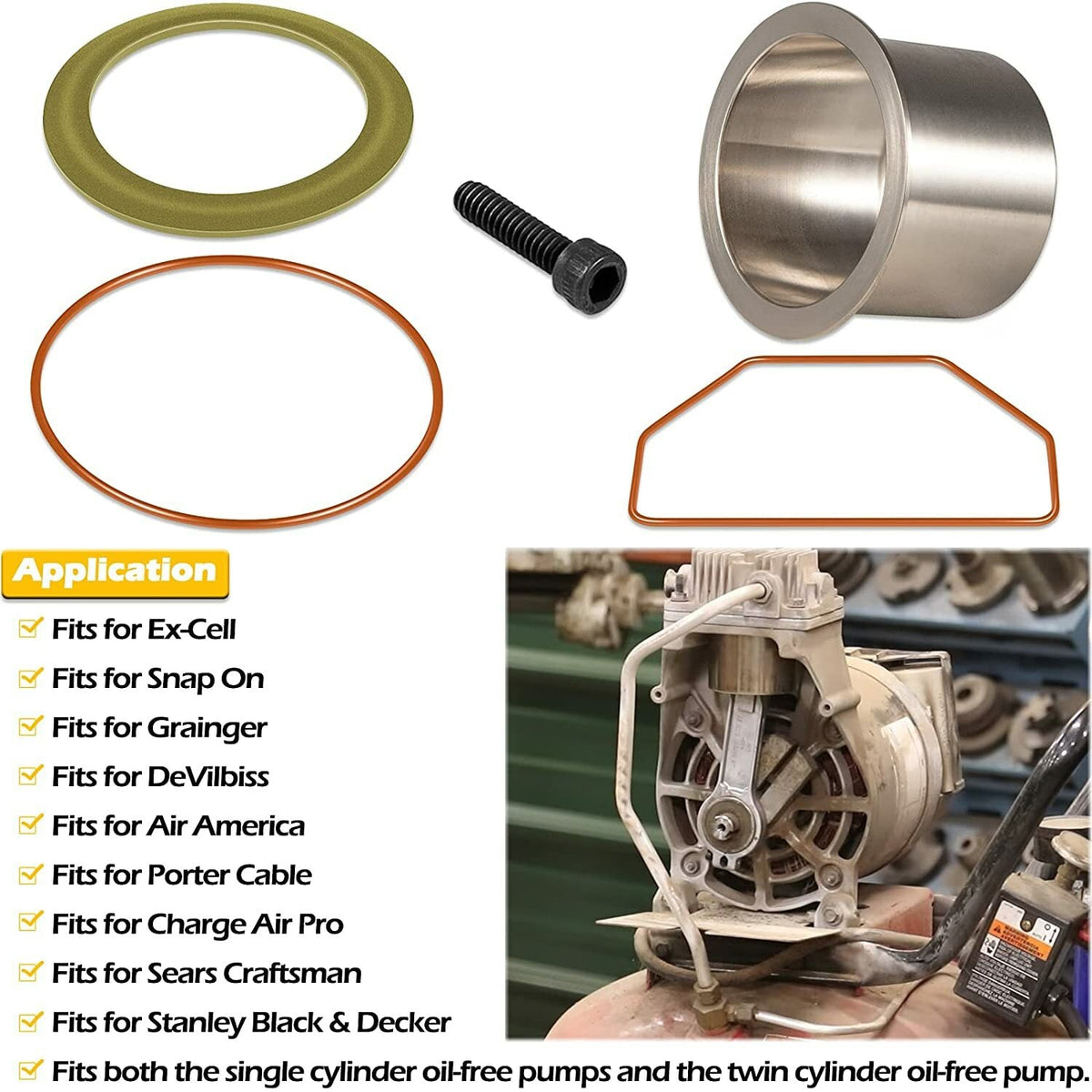 K-0650 Air Compressor Cylinder Sleeve and Ring Kit for DeVilbiss Porter Cable