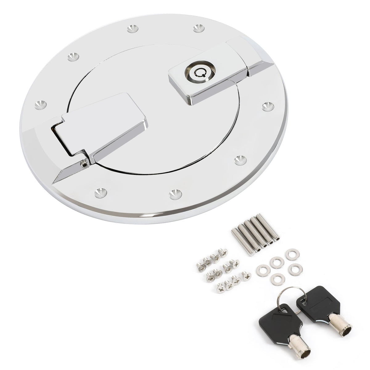 For Hummer H2 2003-2009 Locking Fuel Door Gas Tank Cap Cover Aluminum Chrome
