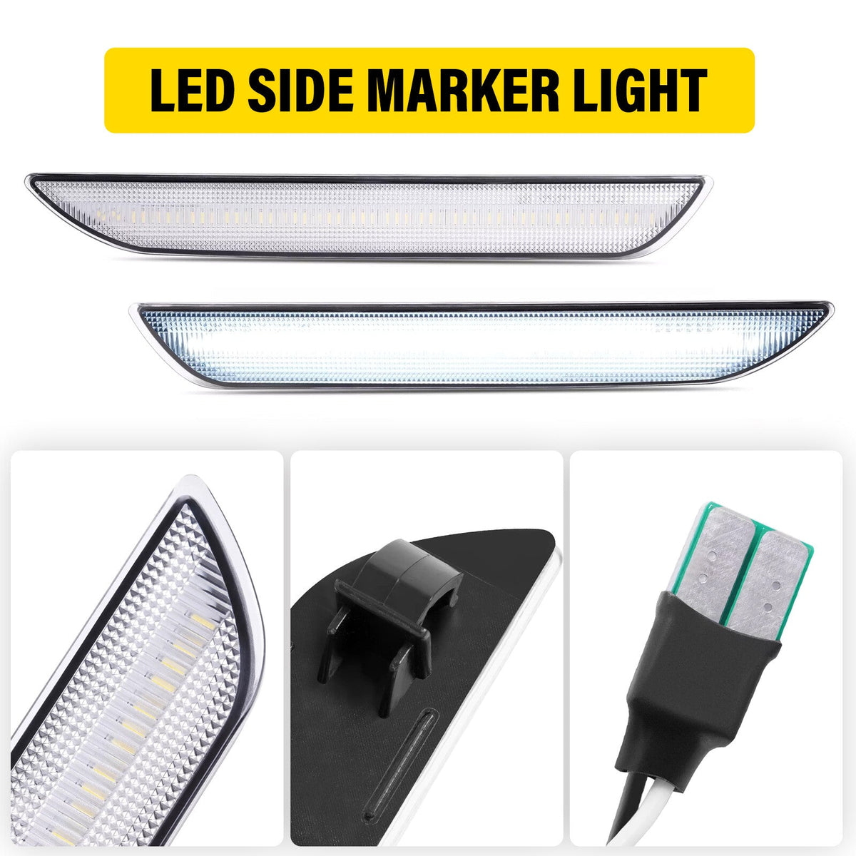 Clear Lens LED Rear Side Marker Signal Lights For Ford Mustang gt 2015-2023 2020