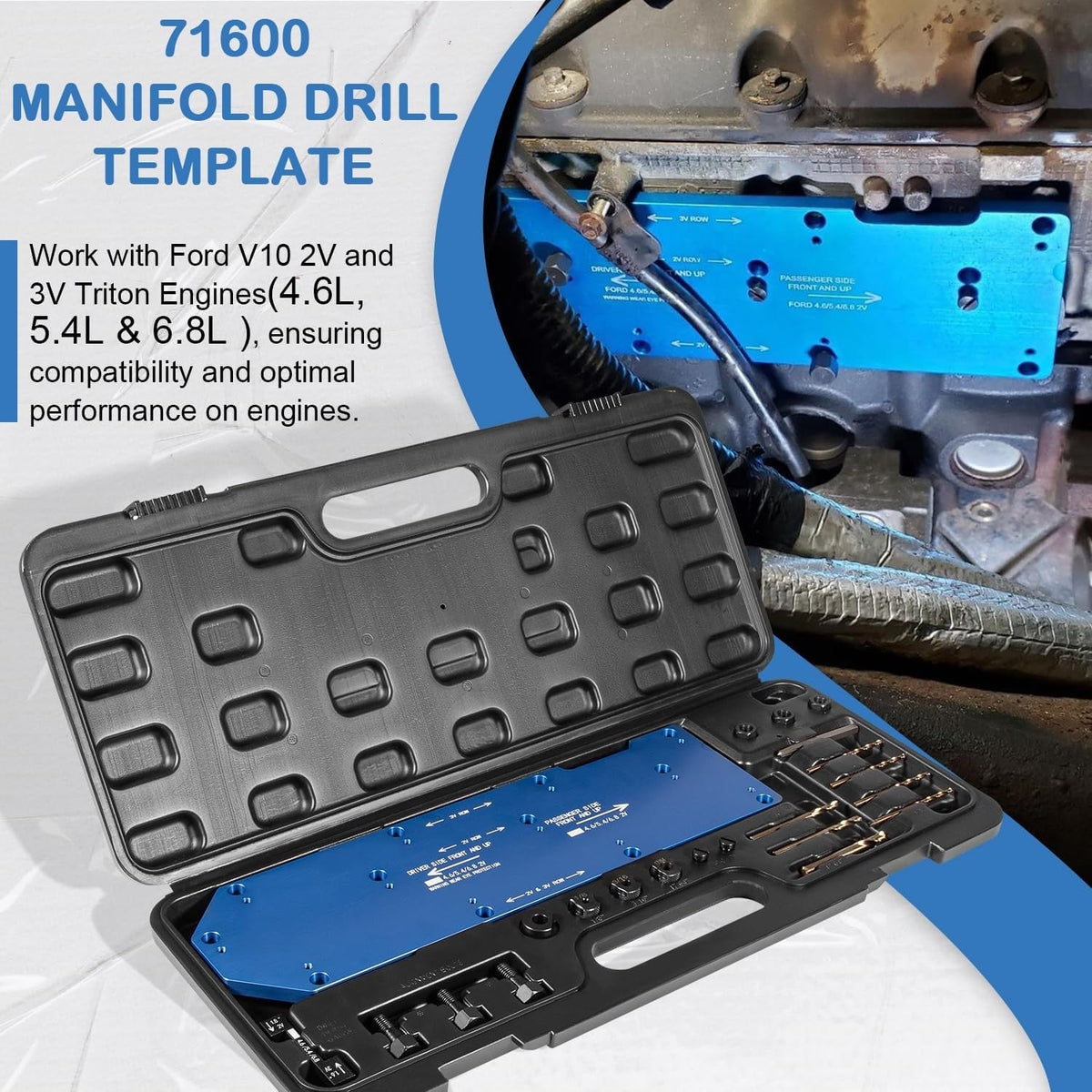 71600 Broken Exhaust Manifold Drill Template for Ford V10 2V 3V 4.6L 5.4L 6.8L