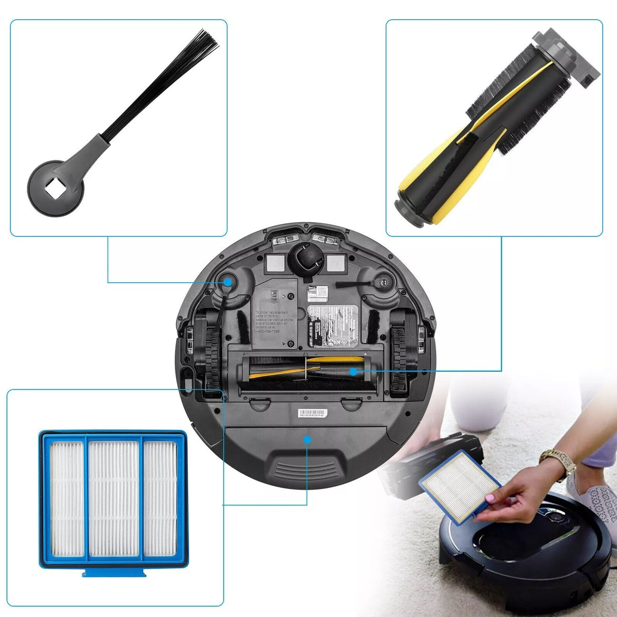 14 PCS Robot Vacuum Cleaner Replacement Parts Kit for Shark IQ R101AE(RV1001AE)