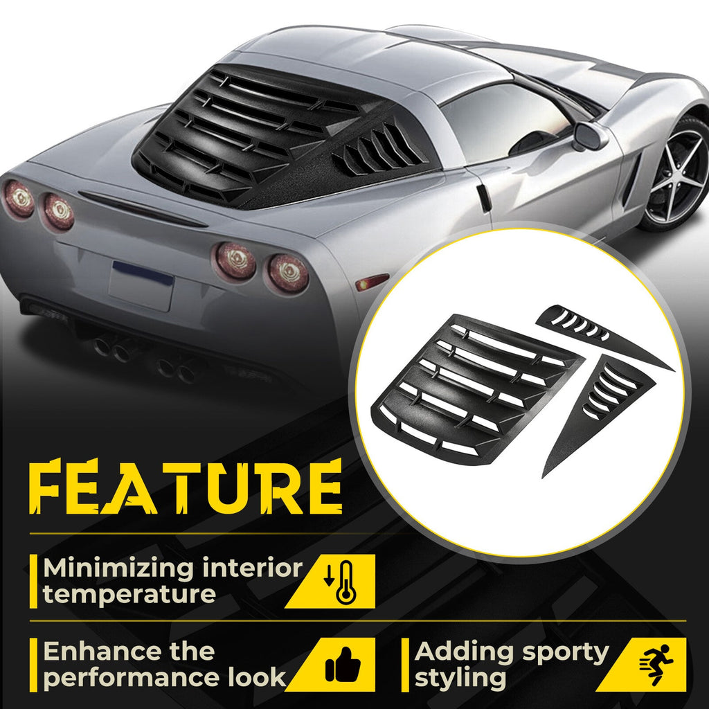 Rear & Side Window Louvers For Chevy Corvette C6 05-13 ABS Sun Shade Cover Vent