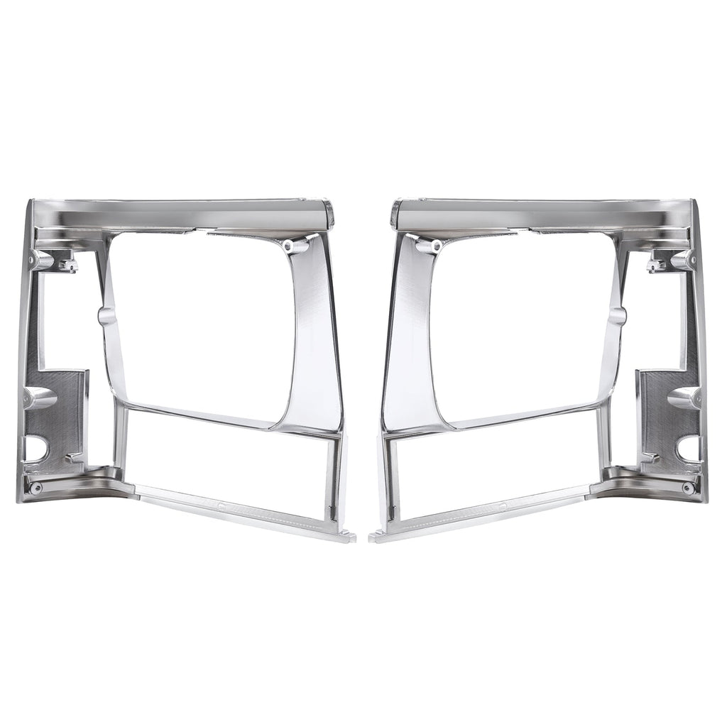2PCS Set Headlight Door Bezel Trim For Jeep Cherokee 91-96 Comanche 91-92 Chrome