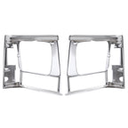 2PCS Set Headlight Door Bezel Trim For Jeep Cherokee 91-96 Comanche 91-92 Chrome