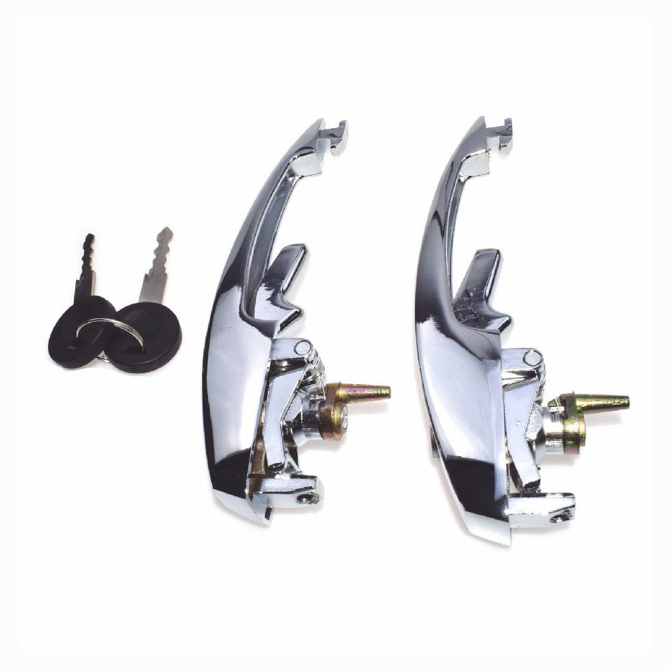 PAIR) OUTER DOOR HANDLES WITH MATCHED KEYS FITS VW TYPE1 BUG 113898205M 1968-79