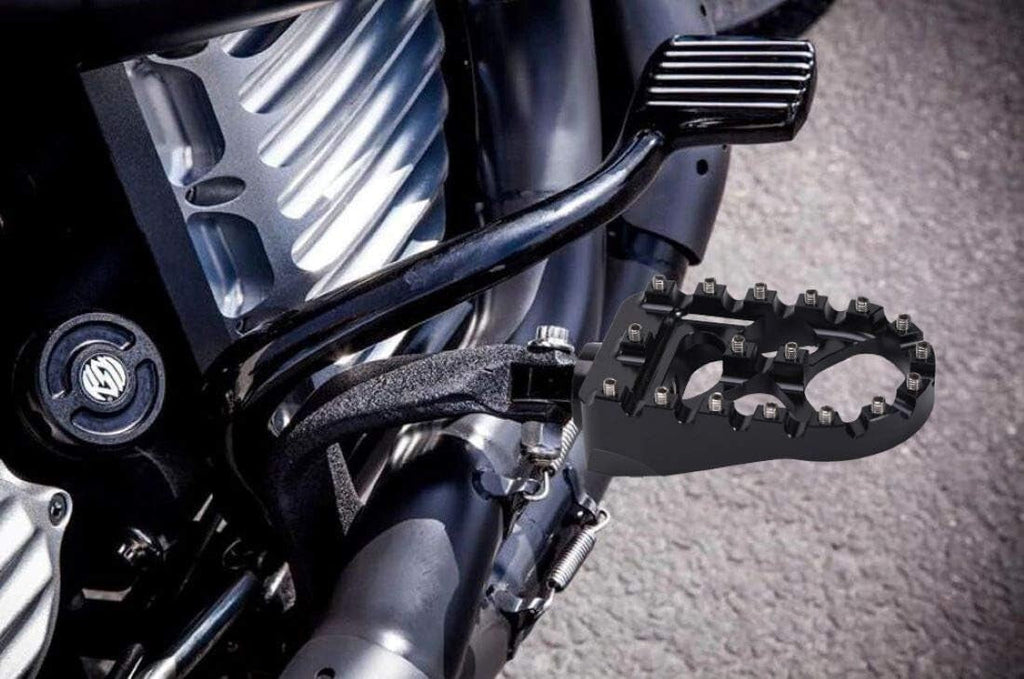 CNC Wide Fat Foot Pegs MX Style Footpegs Fit For Harley Dyna Sportster Bobber