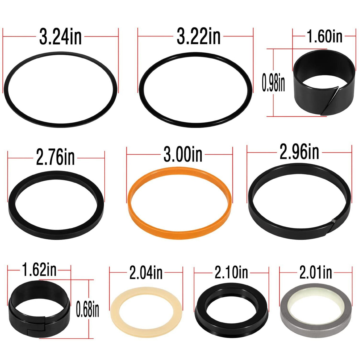 For Case Hydraulic Cylinder Seal Kit 1.5” Rod 3” Bore 1543252C1 G109452 G105548