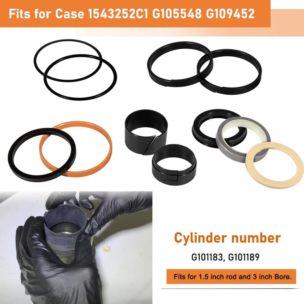 For Case Hydraulic Cylinder Seal Kit 1.5” Rod 3” Bore 1543252C1 G109452 G105548