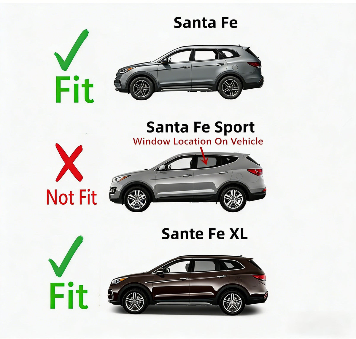 Fit Hyundai Santa Fe XL 13-2019 2018 Passenger Right Side Rear Door Window Glass