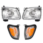 For 2001 2002 2003 2004 Toyota Tacoma White Headlights & Black Corner Light 4Pcs