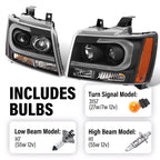 For 2007-14 Chevy Tahoe Suburban Avalanche LED DRL Projector Headlights Assembly
