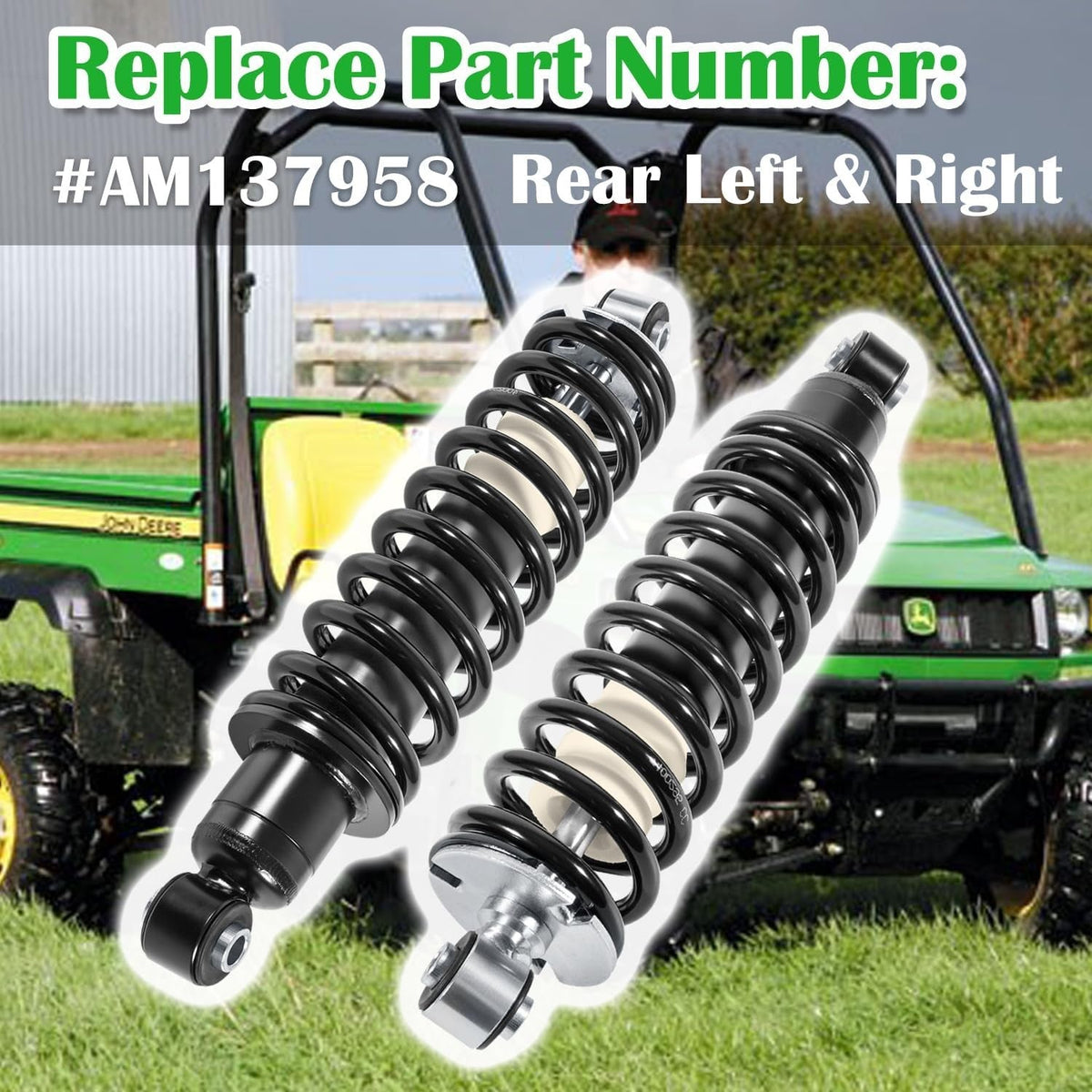 2Pcs Rear Coil-Over Struts Shocks Spring for John Deere Gator XUV620i, XUV850D