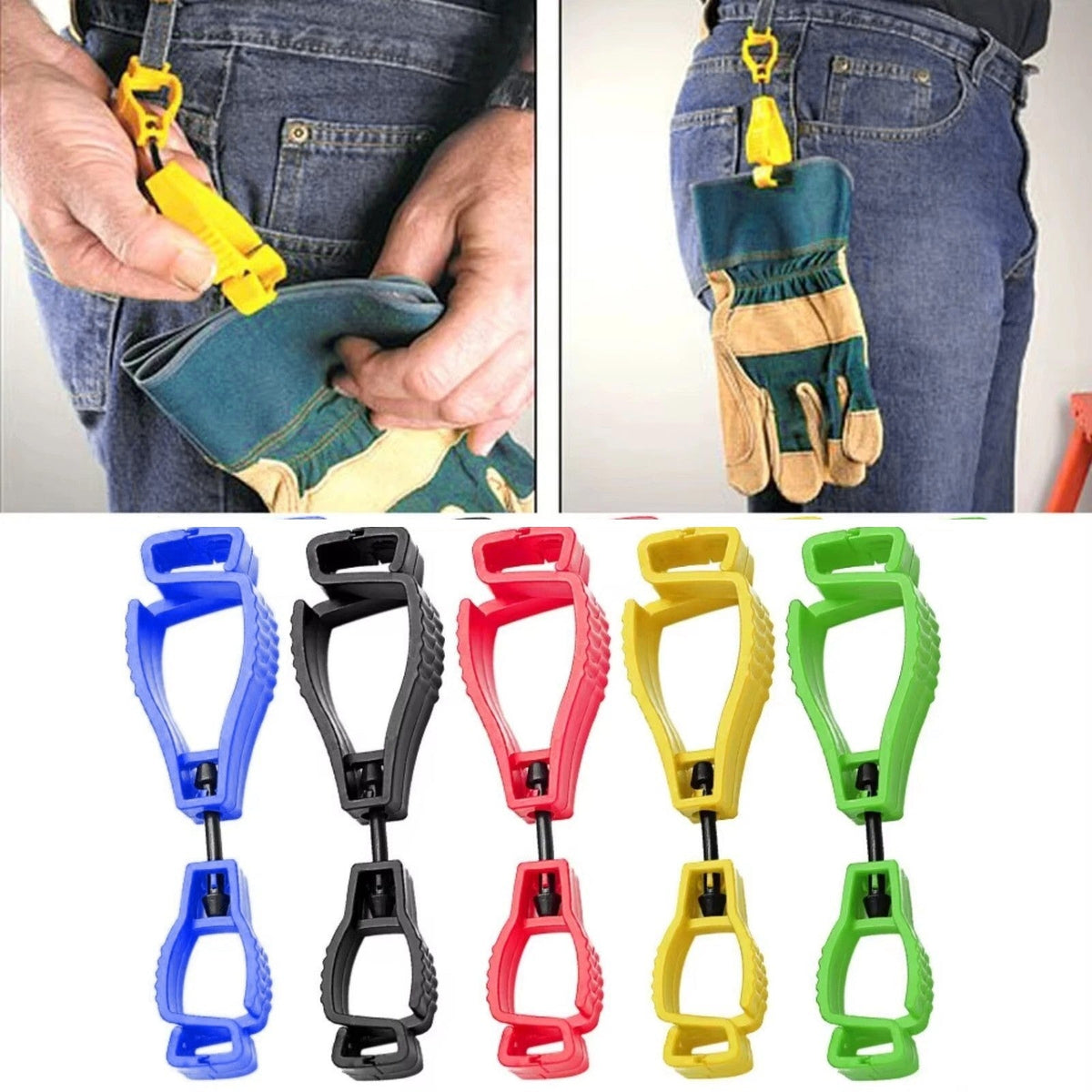5PC Safety Glove Clip Holder Asst. Color Hanger Labor Work Clamp Grabber Catcher