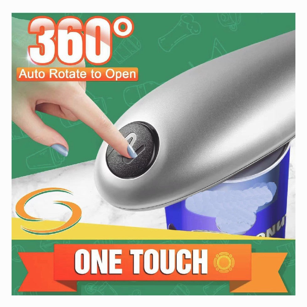 Electric Can Opener Smooth Edge Plastic + Stainless Steel Hands-Free Automatic