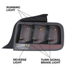 Pair LED Tube Signal Brake Lamps Smoked Tail Lights For 2005-2009 Ford Mustang