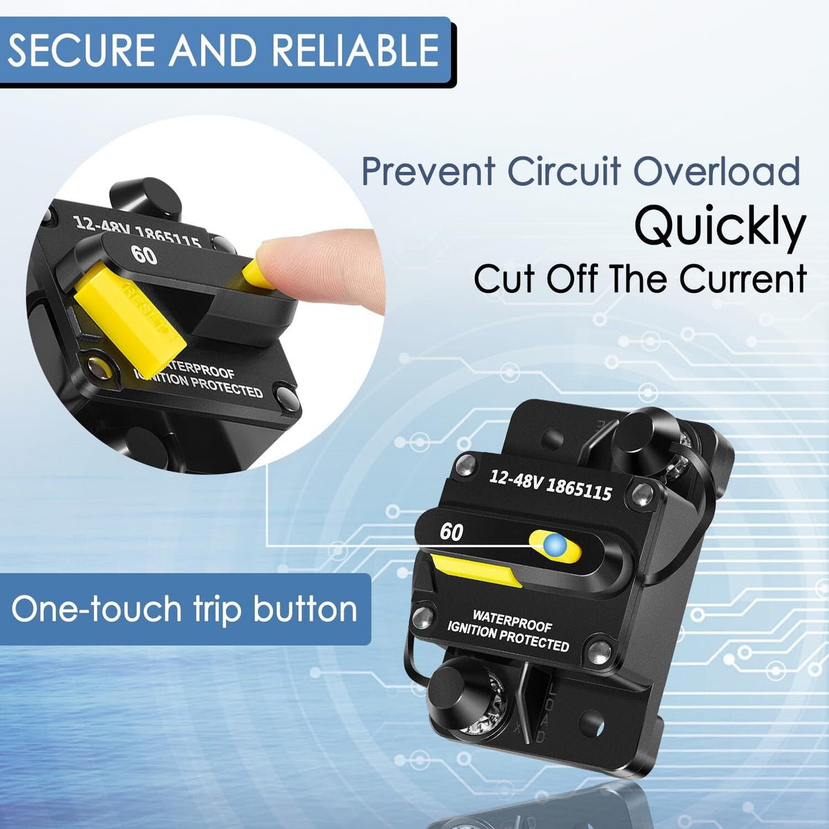 MKR-27 1865115 Circuit Breaker Waterproof 60AMP For Minn Kota Trolling Motor
