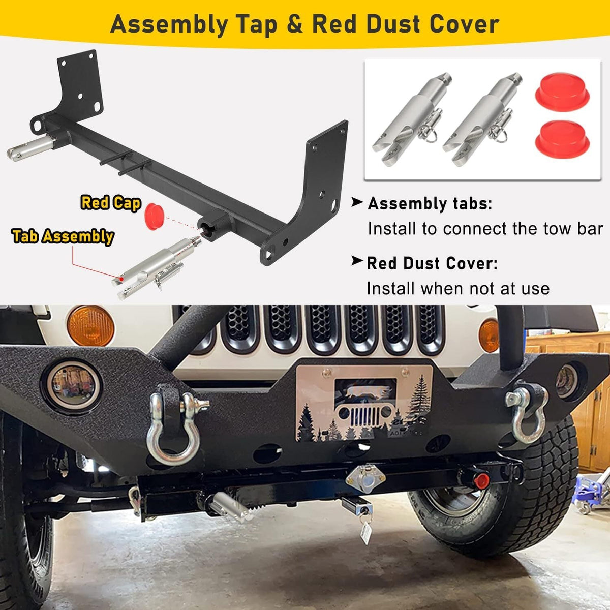 For Blue OX BX1126 Tow Bar Base Plate Bumper for 2007-2018 Jeep Wrangler JK JKU
