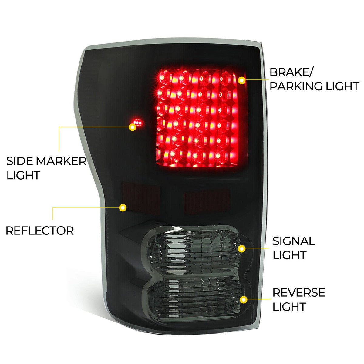 Black Smoke For Toyota Tundra 2007-2013 LED Tail Lights Brake Lamps Left+Right