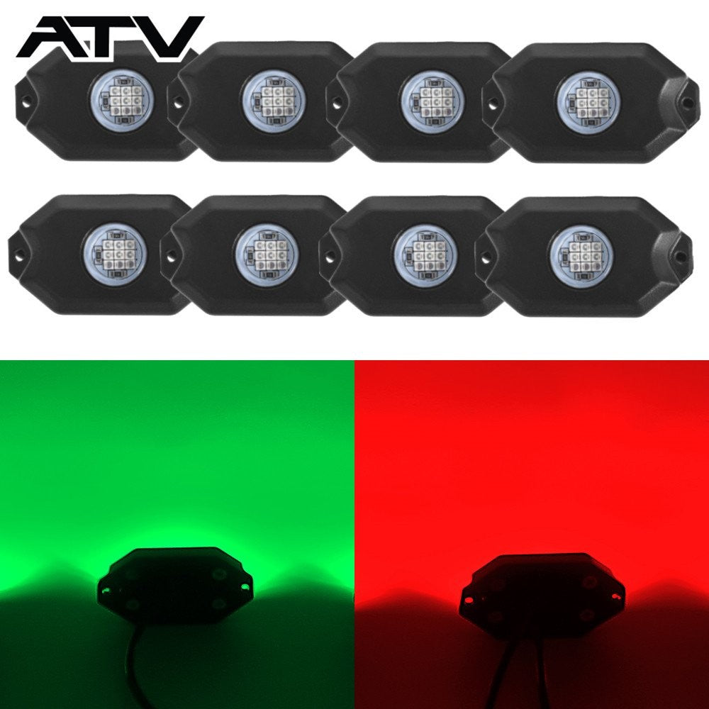 8Pods RGB LED Rock Light Offroad Wireless Bluetooth APP Music Controller ATV UTV
