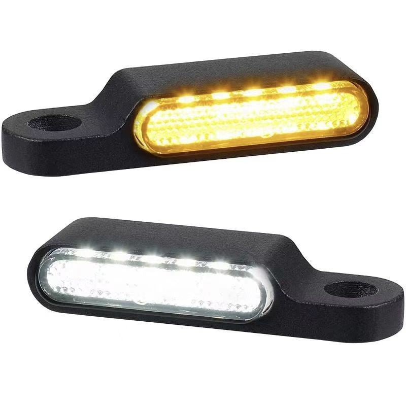 2PCS Mini Motorcycle Black LED Turn Signal Blinker Lights Amber For Harley Dyna
