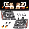 Headlights For Avalanche/Suburban/Tahoe 2007-2014 LED Bar LH+RH Projector