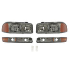 Chrome Headlights+Bumper Lamp Smoke Lens For GMC Sierra 1500 Yukon XL 1999-2007