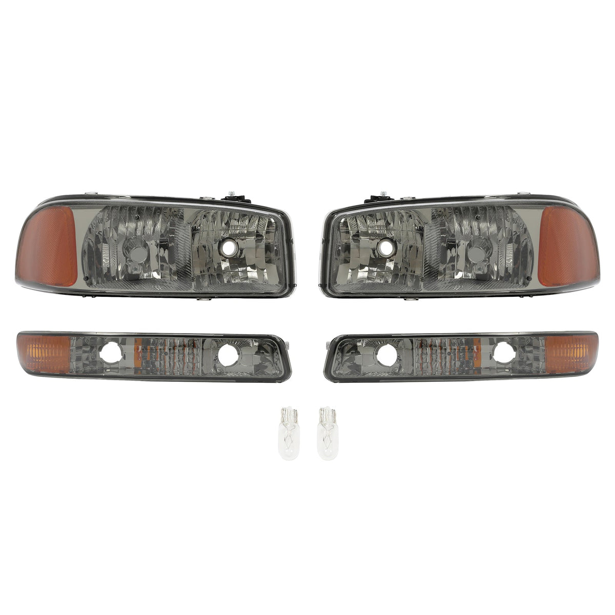 Chrome Headlights+Bumper Lamp Smoke Lens For GMC Sierra 1500 Yukon XL 1999-2007