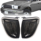Pair of Smoke Lens Chrome Trim Corner Lights Lamps For Toyota Tacoma 2001-2004