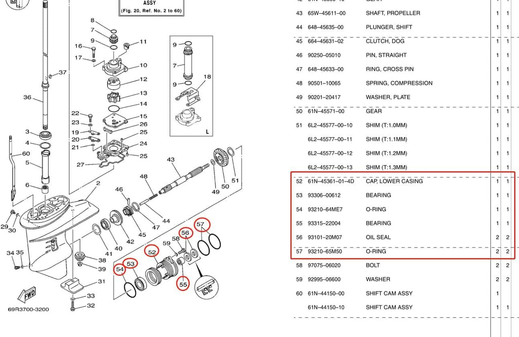 Lower Casing Cap Assy For Yamaha Outboard 25HP 30HP 61N-45361 61N-45361-01-4D
