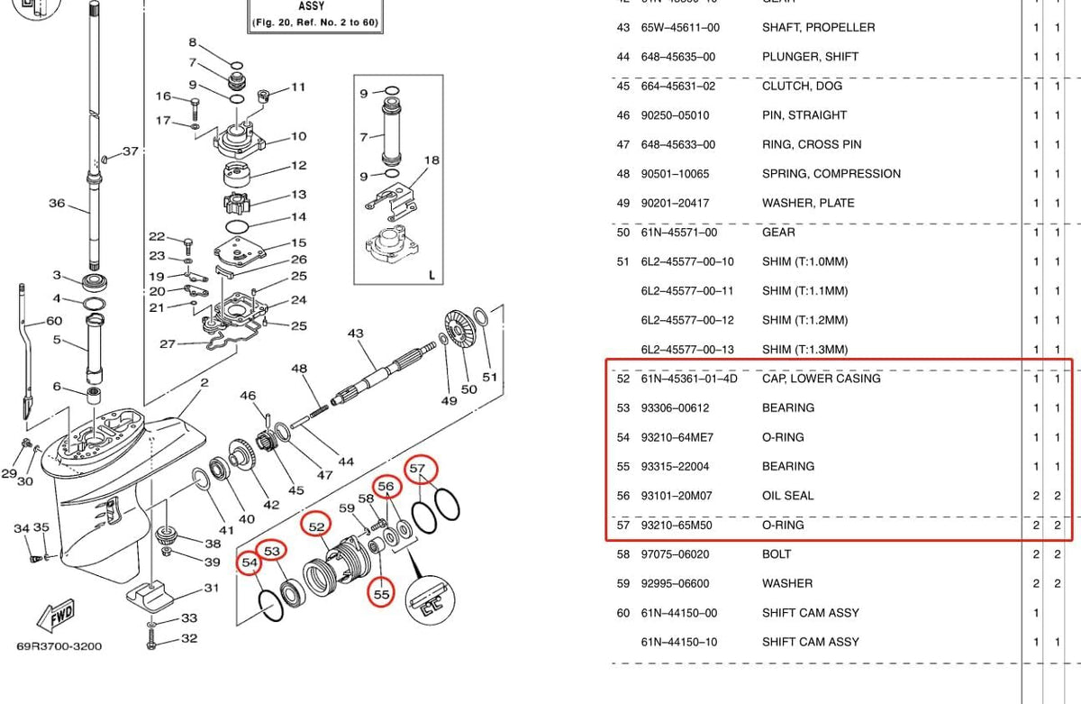 Lower Casing Cap Assy For Yamaha Outboard 25HP 30HP 61N-45361 61N-45361-01-4D