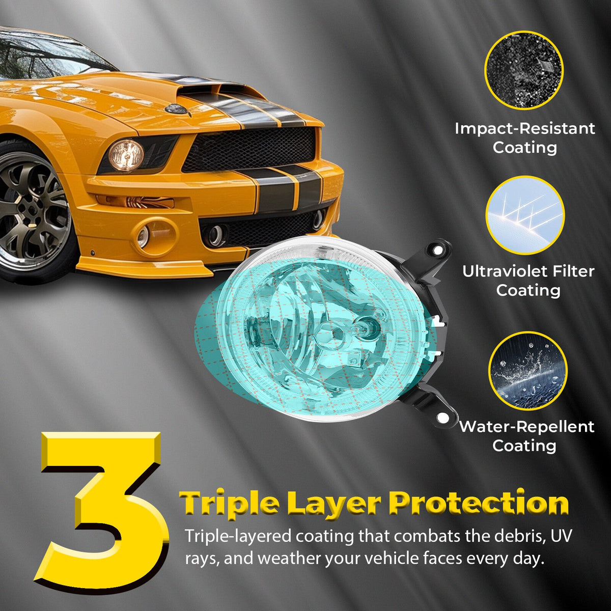 For Ford Mustang GT 2005-2009 Clear Halo Fog Lights Driving Bumper Lamps Pair