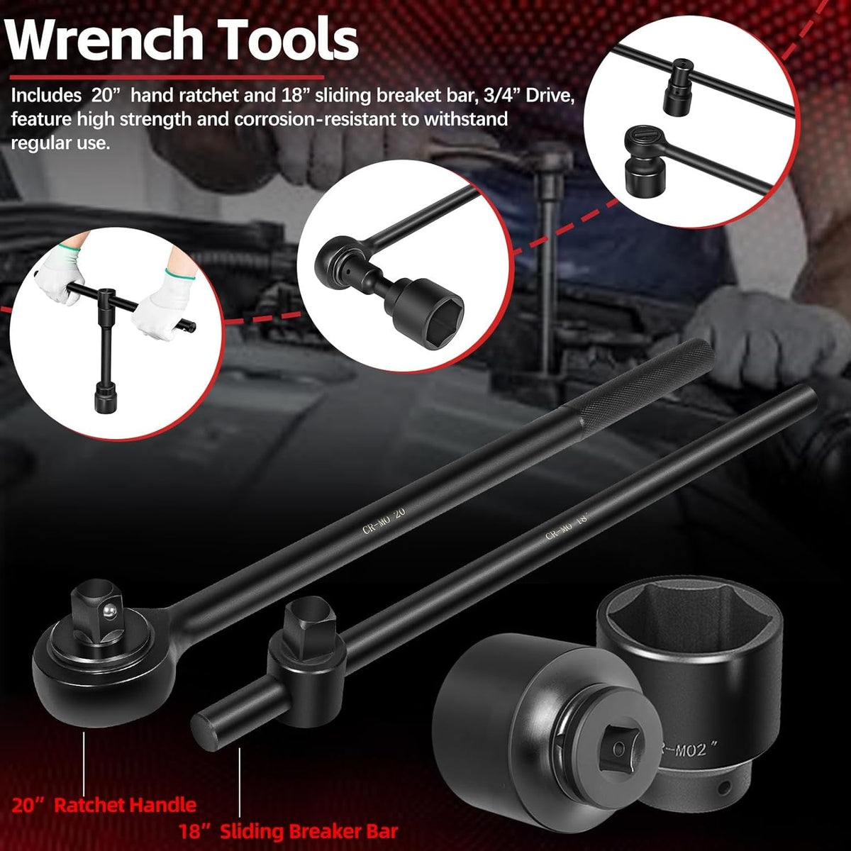 3/4" Drive Deep Impact Socket Set 27Pcs SAE 7/8"-2" Metric 22-50 MM Standard Kit