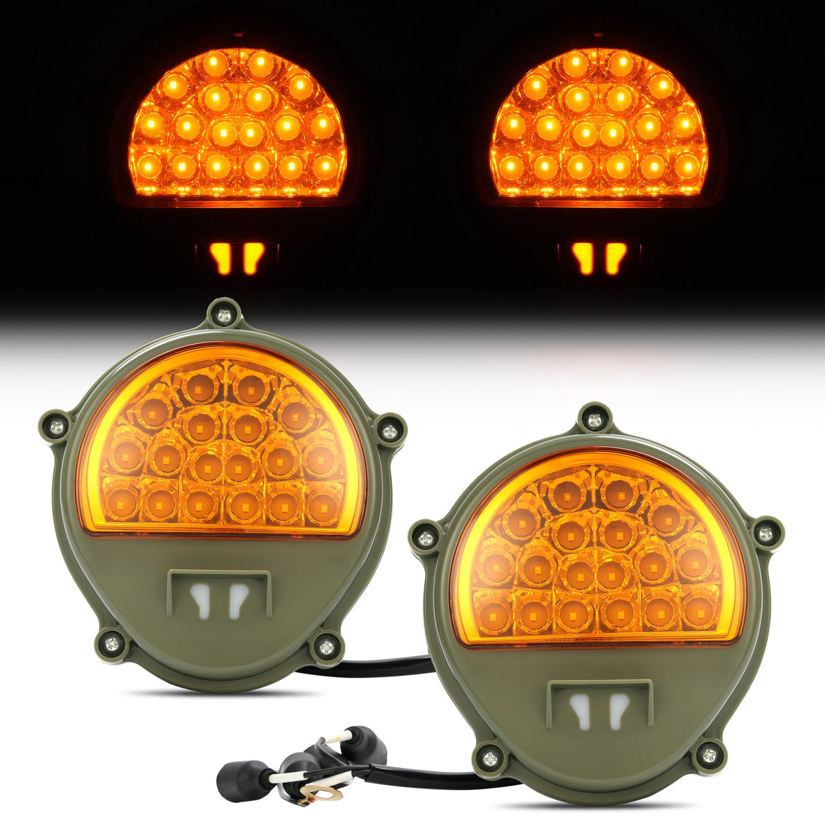 2x New LED Front Turn Signal Lights Yellow Lens For Humvee M35 M998 #12422957