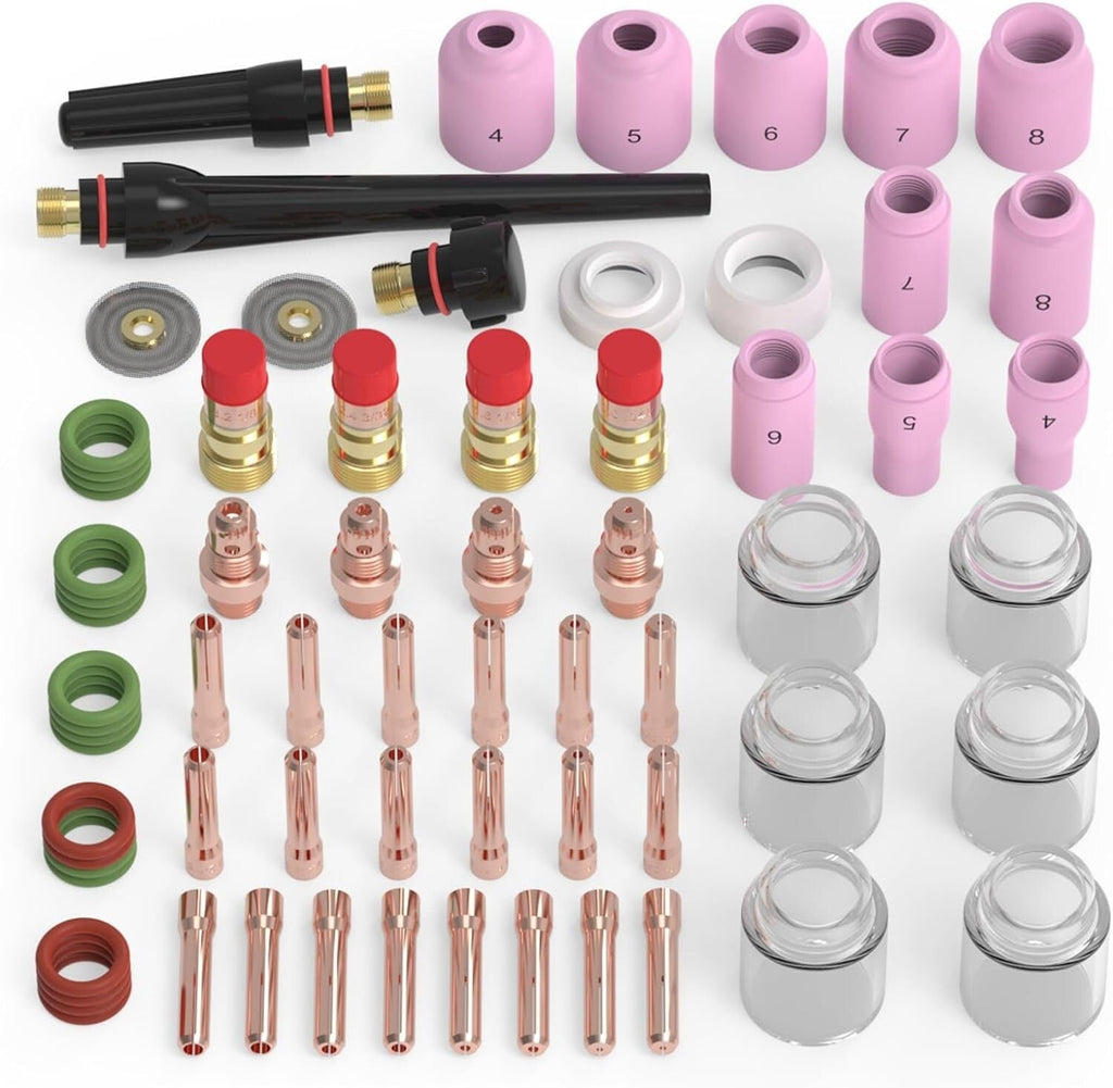 71pcs TIG Welding Torch Stubby Gas Lens #12 Pyrex Glass Cup Kit For WP-17/18/26
