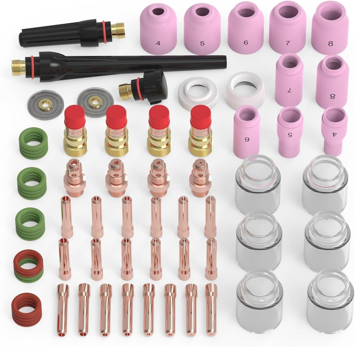 71pcs TIG Welding Torch Stubby Gas Lens #12 Pyrex Glass Cup Kit For WP-17/18/26