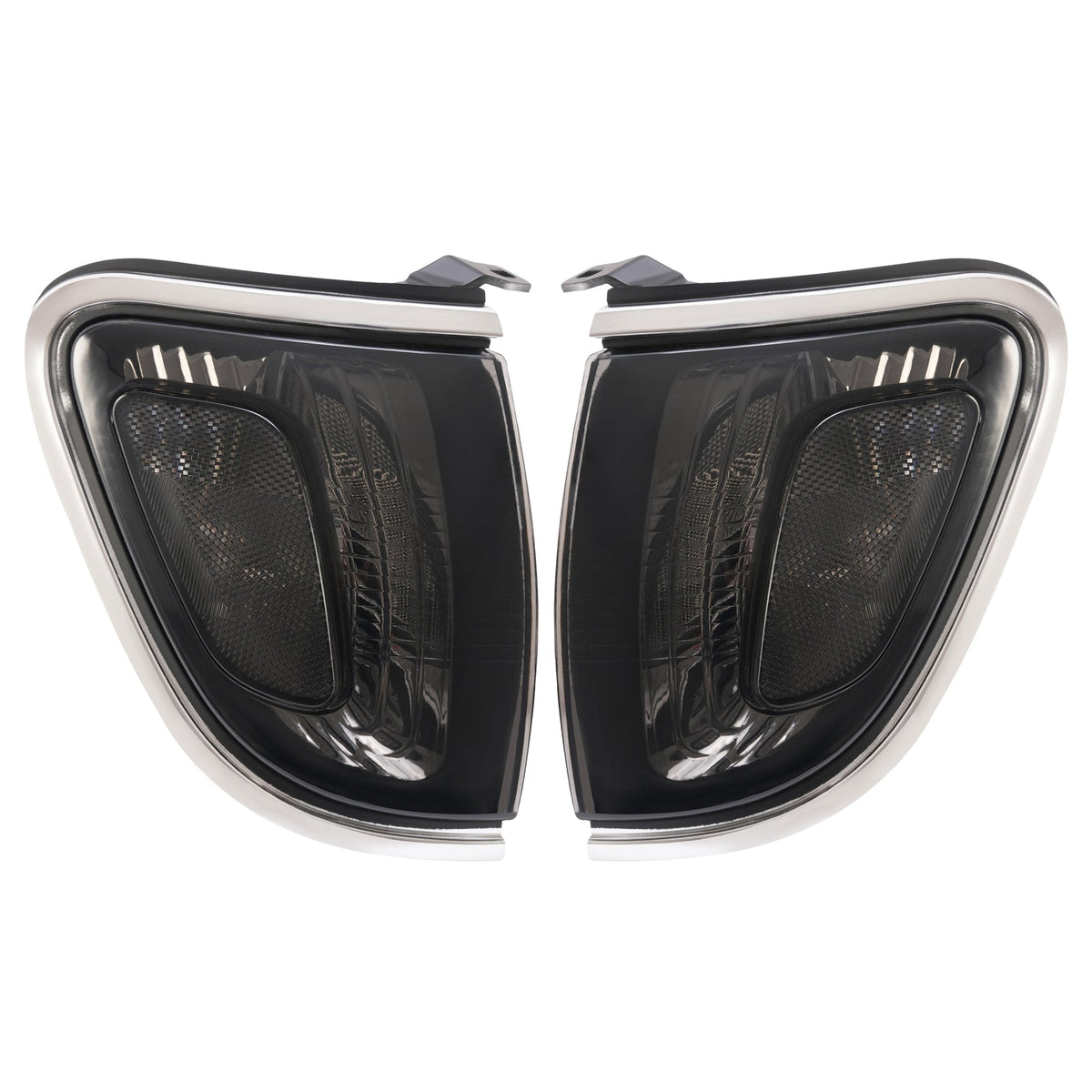 Pair of Smoke Lens Chrome Trim Corner Lights Lamps For Toyota Tacoma 2001-2004