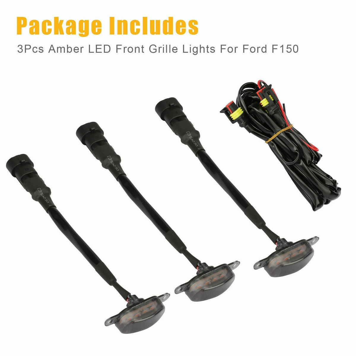 Smoked LED Front Grille Lights Raptor Style 3pcs For 2004-2019 Ford F-150 F250
