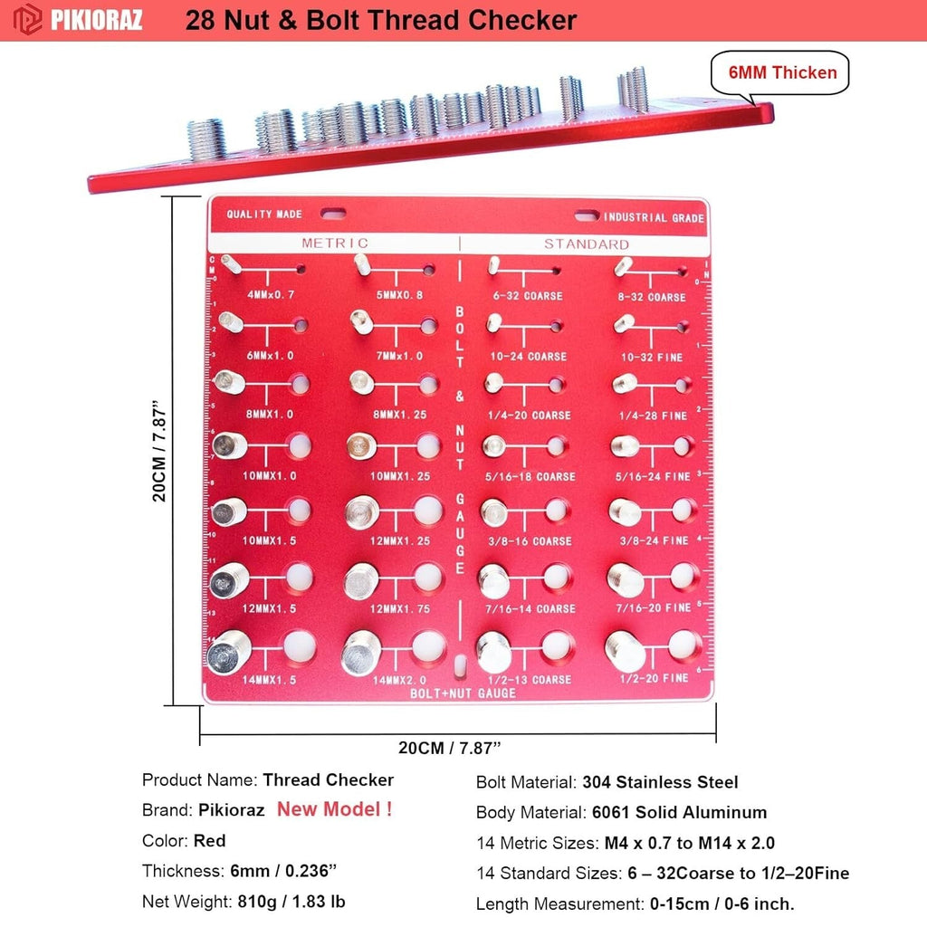 34 Standard and Metric Nut and Bolt Thread Checker Bolt and Nut Identifier Gauge