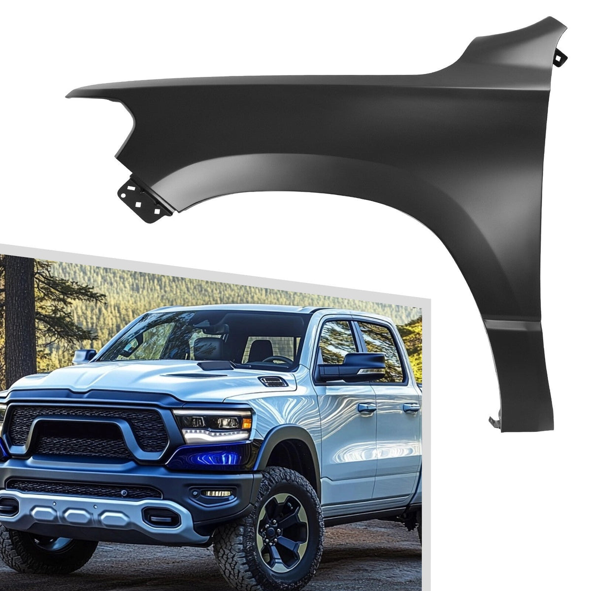 Fender For 2019-2025 RAM 1500 Black Steel Front Driver Side For #68276309AA