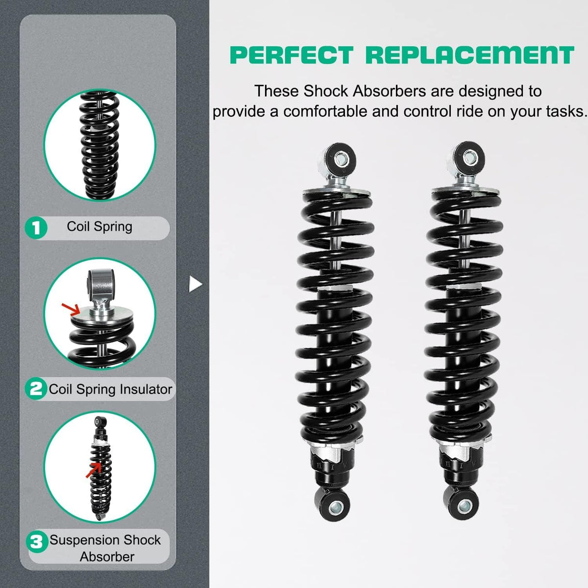 2X Front Coil-Over Shocks For John Deere Gator XUV625i 825i 855D 825M 825E 855M